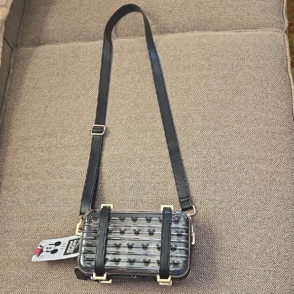 Disney Mickey Mouse Clear 7" x 5" Zip and Snap Purse with Adjustable Strap - Picture 1 of 9